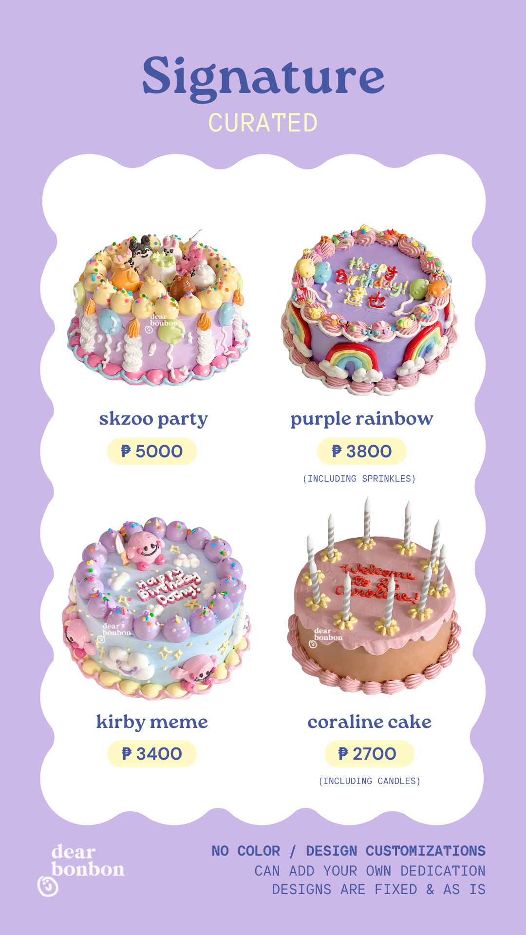 signature cake (starts at ₱1,900)