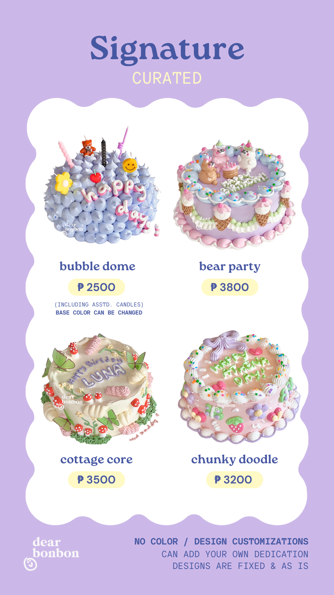 signature cake (starts at ₱1,900)