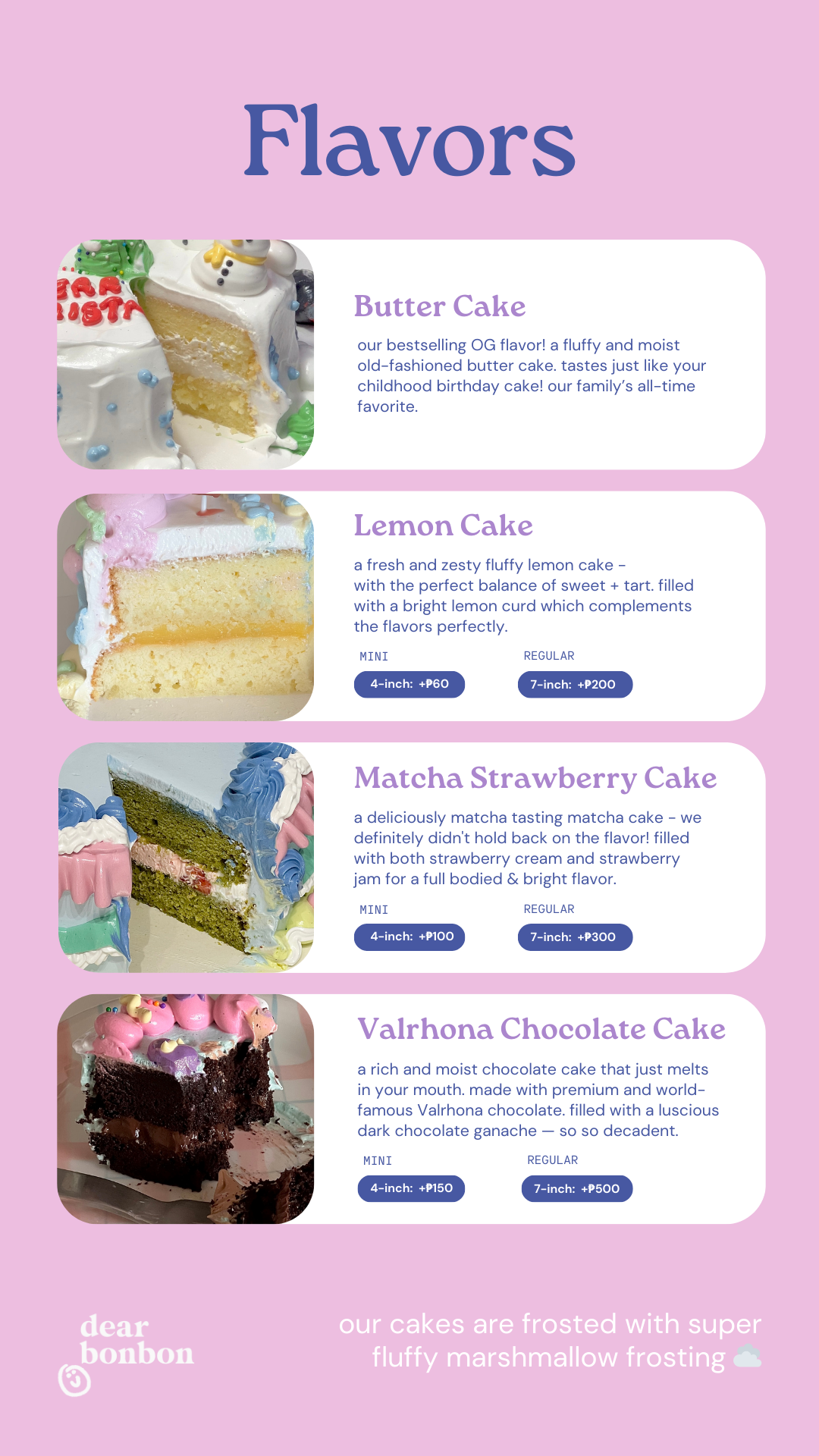 signature cake (starts at ₱1,900)