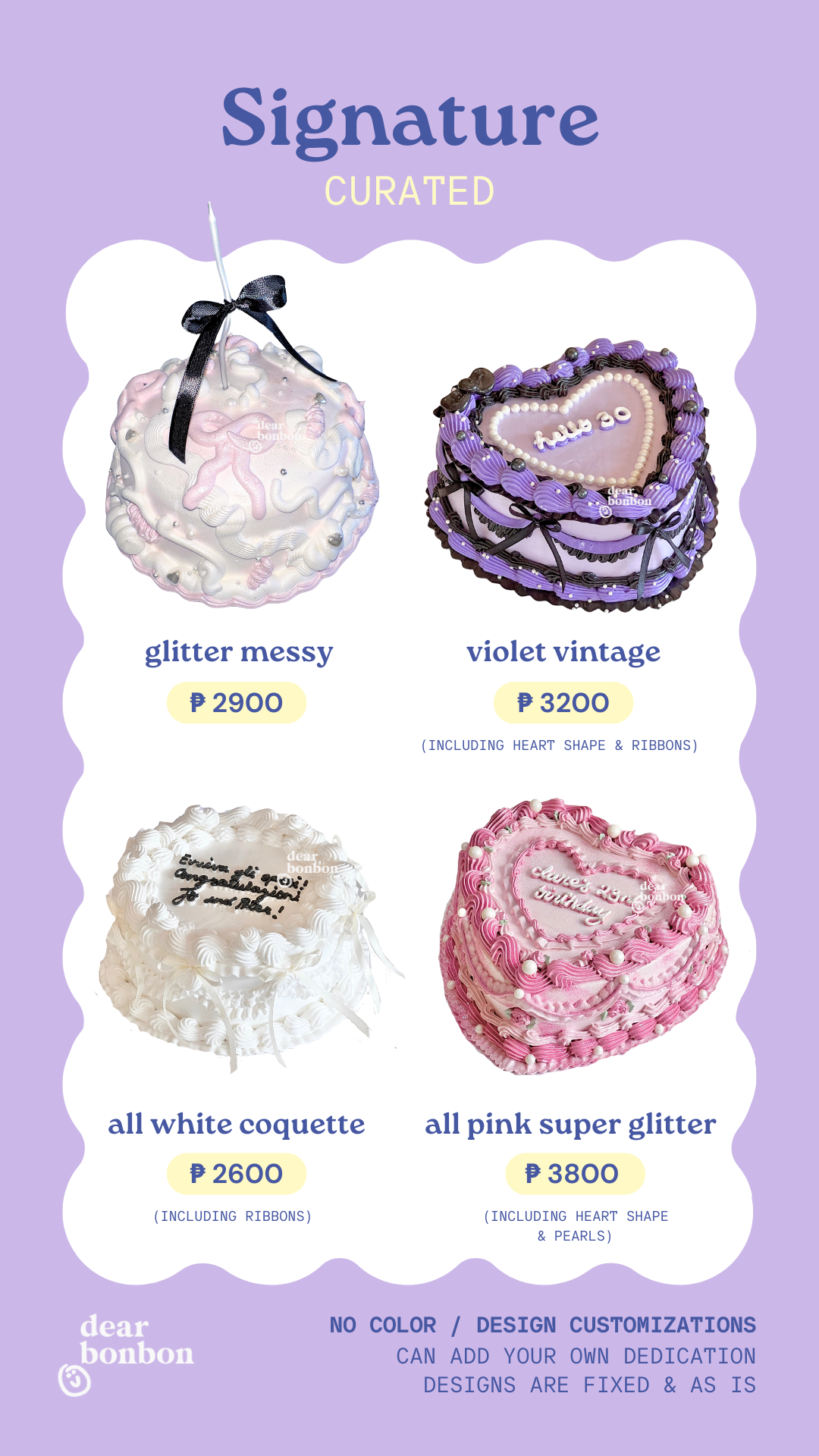 signature cake (starts at ₱1,900)